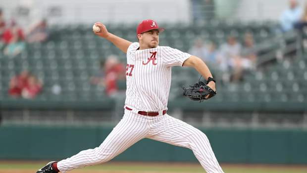 Alabama Crimson Tide starting pitcher Ben Hess (27).